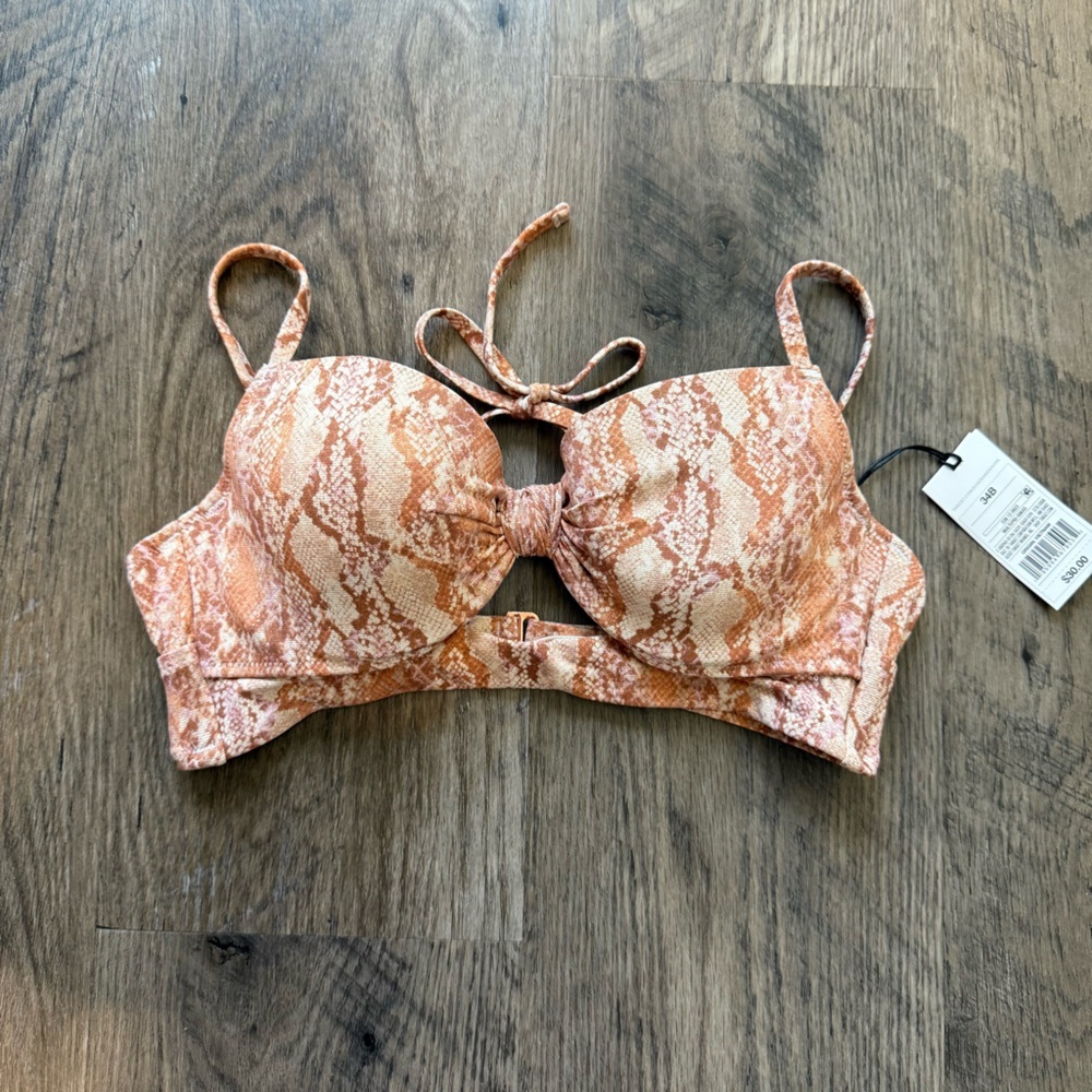 🧡 Shade & Shore Snakeskin Print Bikini Top - Size 34B